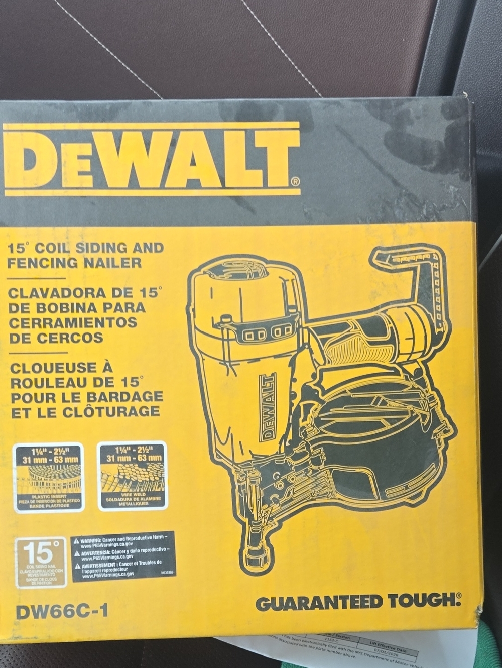 DEWALT Yellow 15° Coil Siding and Fencing Nailer - DW66C-1